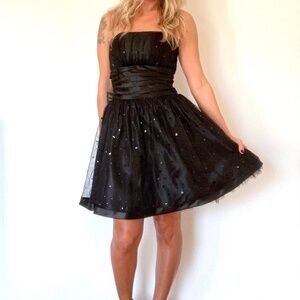 Jessica McClintock for Gunne Sax sequined satin and tulle mini dress